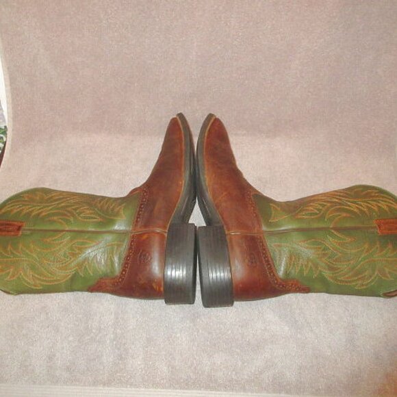 Ariat Sport Wide Square Toe Cowboy Boots Mens 12 D Green Leather Cowboy Botas - Picture 8 of 14